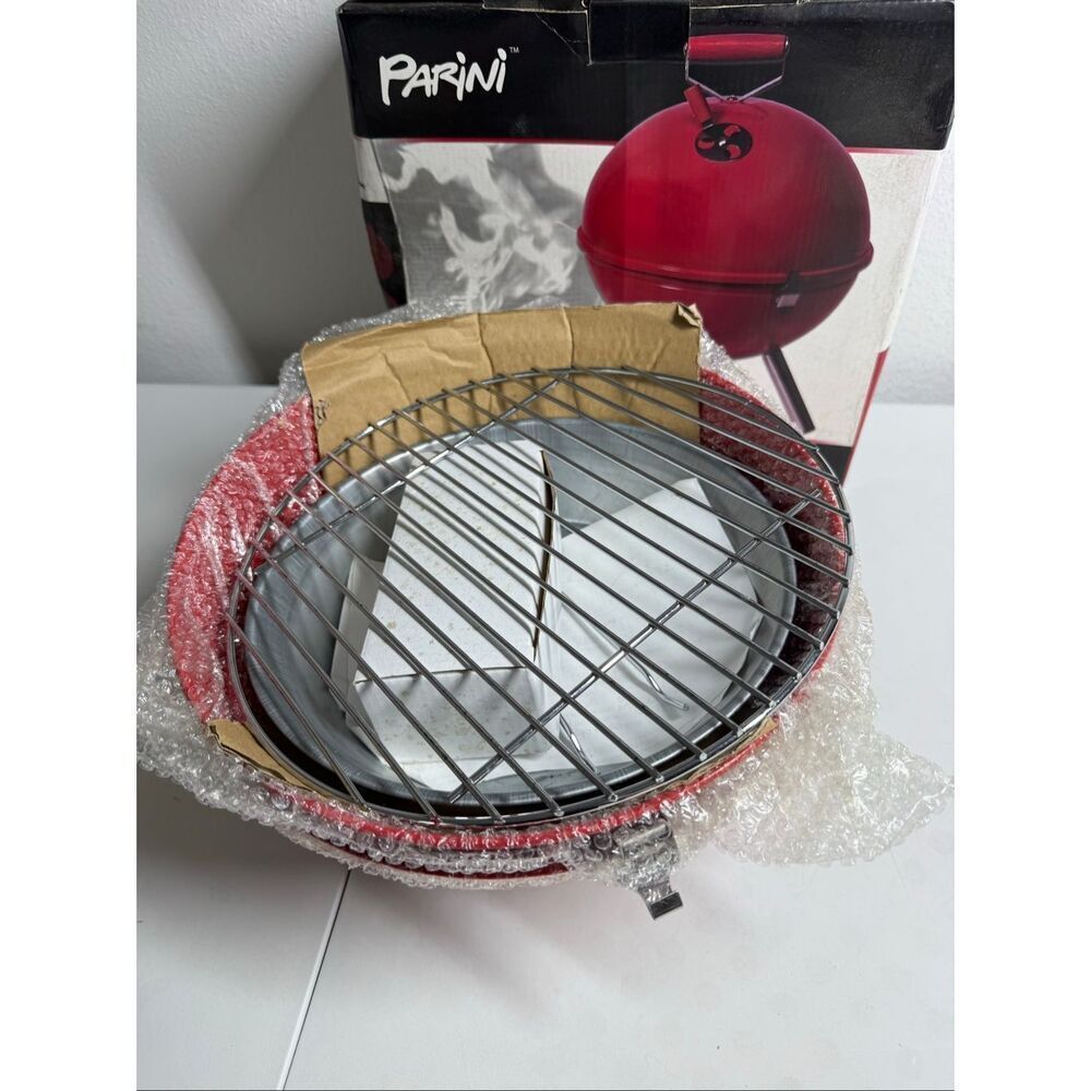 Parini Metro Charcoal Grill Balcony Porch Red Non-Stick Steel Portable BBQ Grill - Picture 6 of 12
